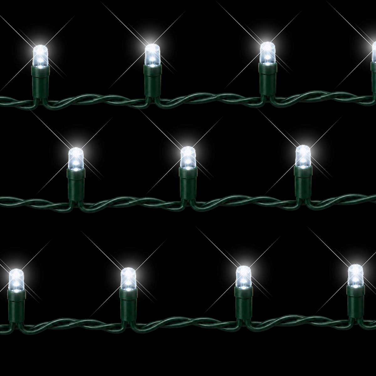 Serie LED 10m luz BLANCO FRÍO gama alta, cable verde - Imagen 2