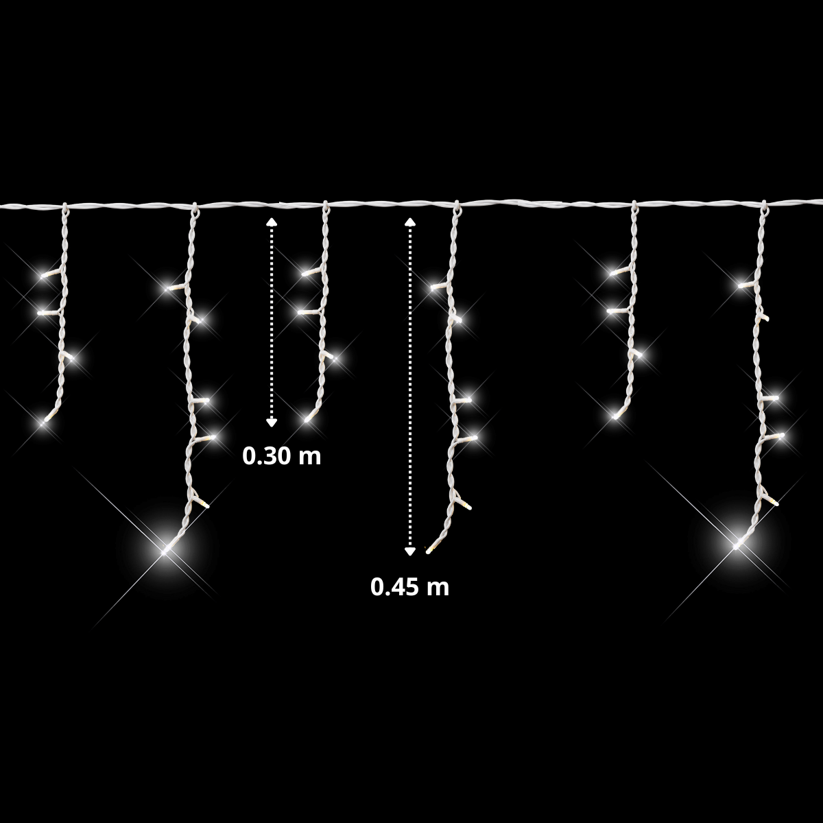 Serie Cascada LED 5m luz BLANCO FRÍO con starflash blanco frío gama media cable blanco - Imagen 2