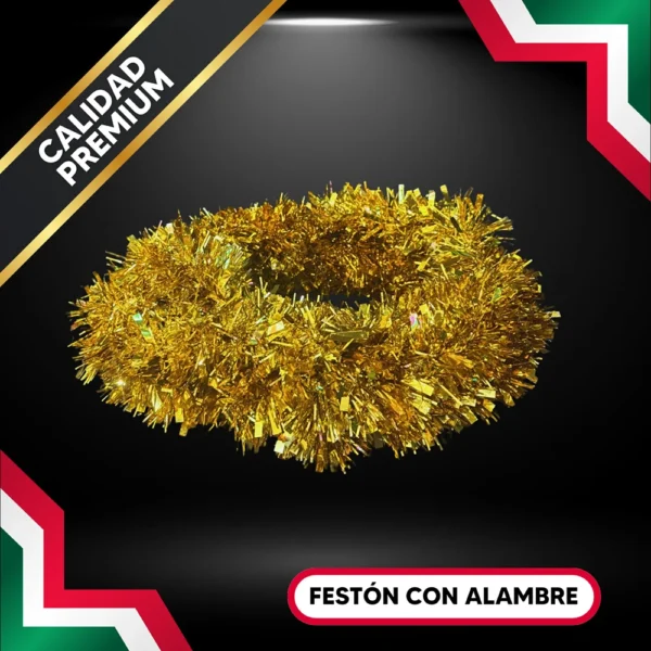 Festón color dorado para adornar fiestas patrias escarcha oro para adornar fachadas, parques y vía pública