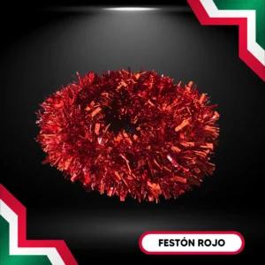 Festón color rojo rollo de 10 metros de largo escarcha gama alta para adornar fiestas mexicanas en septiembre grito de independencia