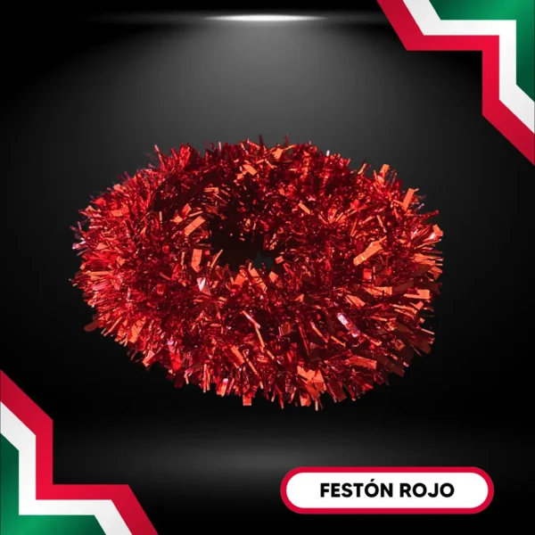 Festón color rojo rollo de 10 metros de largo escarcha gama alta para adornar fiestas mexicanas en septiembre grito de independencia