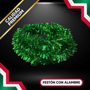 Festón color verde rollo de 10 metros de largo escarcha gama alta para adornar fiestas mexicanas en septiembre grito de dolores
