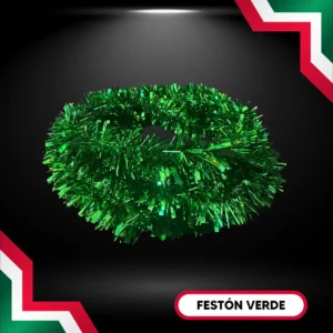 Festón color verde rollo de 10 metros de largo escarcha gama alta para adornar fiestas mexicanas en septiembre grito de dolores