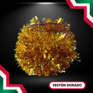 Festón color oro gama media para adornar fiestas patrias escarcha dorada para adornar fachadas, parques y vía pública grito de independencia