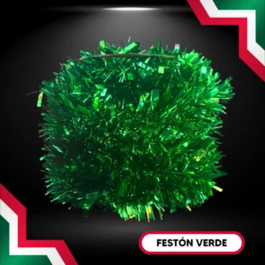 Festón color verde rollo de 20 metros de largo escarcha de gama media para adornar fiestas mexicanas en septiembre grito de independencia
