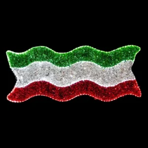 Figura LED Listón tricolor Mexicano para adornar fiestas del grito de independencia en centros comerciales, negocios, vía pública y parques