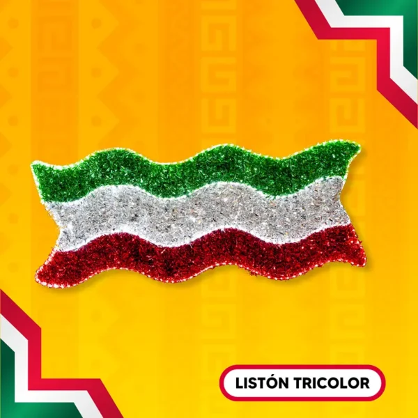 Figura LED Listón tricolor Mexicano para adornar fiestas patrias de septiembre en calles, avenidas, plazas públicas, zócalos, fachadas de presidencias y monumentos
