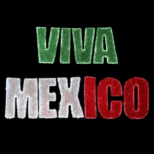 Figura LED de letrero VIVA MEXICO grande para adornar fiestas de septiembre en parques públicos, vía pública, plazas comerciales, locales y negocios