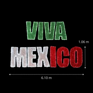 Medidas de la figura LED grande letras Viva México tricolor para fiestas patrias