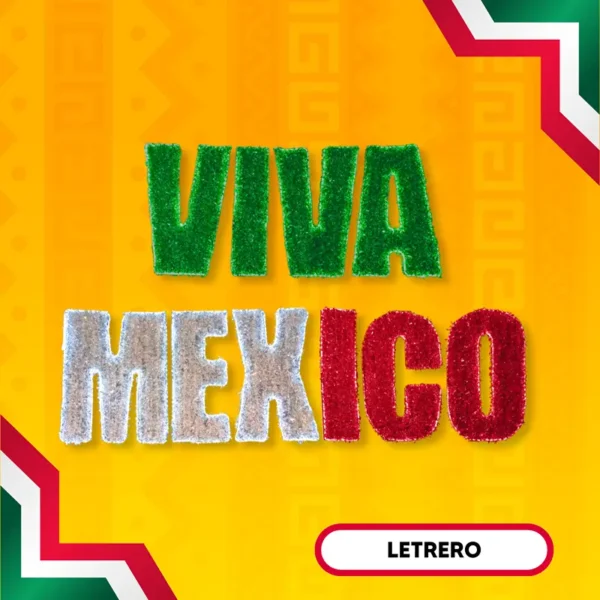 Figura LED de Letras VIVA MEXICO para adornar fiestas patrias en zócalos, parques, plazas comerciales