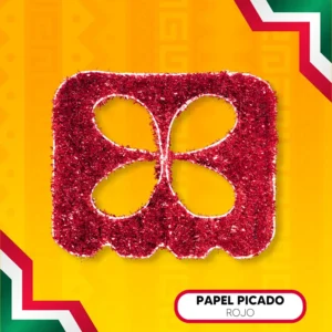 Figura LED en forma de Papel Picado color rojo para adornar fiestas patrias mexicanas en calles, avenidas, parques y plazas públicas