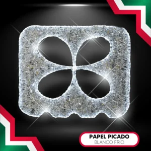 Figura LED en forma de Papel Picado color blanco para adornar fiestas patrias mexicanas en calles, avenidas, parques y plazas públicas
