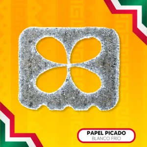 Figura LED en forma de Papel Picado color blanco para adornar fiestas patrias mexicanas en calles, avenidas, parques y plazas públicas