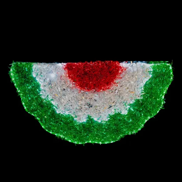 Figura LED abanico verde blanco y rojo tricolor mexicano para adorar exteriores como fachadas, calles, vía pública, zócalos, centros comerciales y negocios