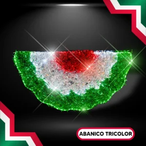 Figura LED de abanico tricolor mexicano grande para fiestas patrias para adornar calles, avenidas, fachadas, parques, jardines y centros comerciales