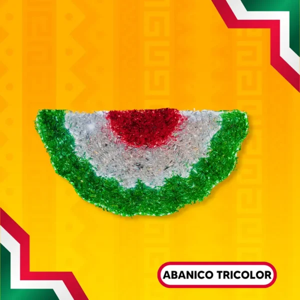 Figura LED de abanico tricolor mexicano grande para fiestas patrias para adornar calles, avenidas, fachadas, parques, jardines y centros comerciales
