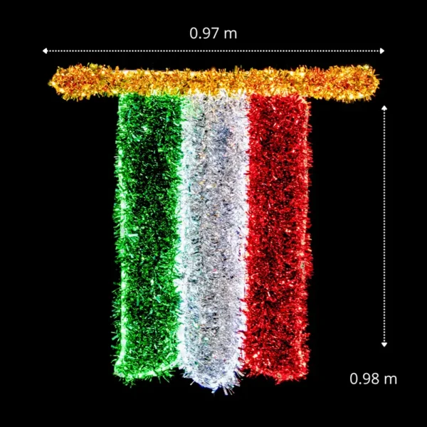 Medidas de la figura LED grande en forma de pendón tricolor para fiestas patrias