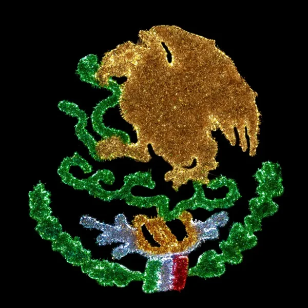 Figura LED de escudo Nacional de México con Águila y serpiente para decorar exteriores como parques, avenidas, jardines, fachadas, centros comerciales, negocios, locales y zócalos