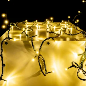Serie LED con luces blanco cálido para adornar interiores y exteriores en fiestas, plazas comerciales, negocios, vía pública, calles y avenidas