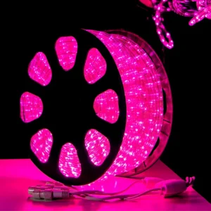 Rollo de Manguera LED color rosa para exterior de alta resistencia de 100 metros