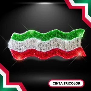Figura LED Cinta tricolor grande para adornar Fiestas Patrias en exterior como calles, avenidas, fachadas de monumentos y presidencias, centros comerciales