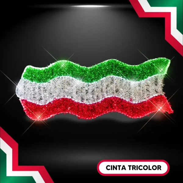 Figura LED Cinta tricolor grande para adornar Fiestas Patrias en exterior como calles, avenidas, fachadas de monumentos y presidencias, centros comerciales