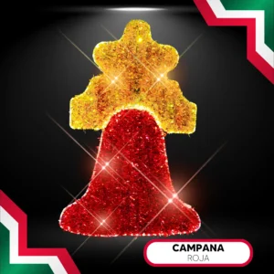 Figura LED de Campana roja para adornar fiestas patrias mexicanas en parques, plazas públicas, centros comerciales, fachadas de presidencias y monumentos