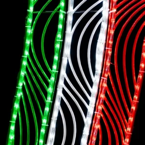 Figura LED Pendón tricolor verde blanco y rojo grande para adornar espacios públicos, calles, avenidas, presidencias, zócalos municipales