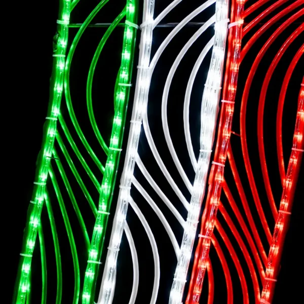 Figura LED Pendón tricolor verde blanco y rojo grande para adornar espacios públicos, calles, avenidas, presidencias, zócalos municipales