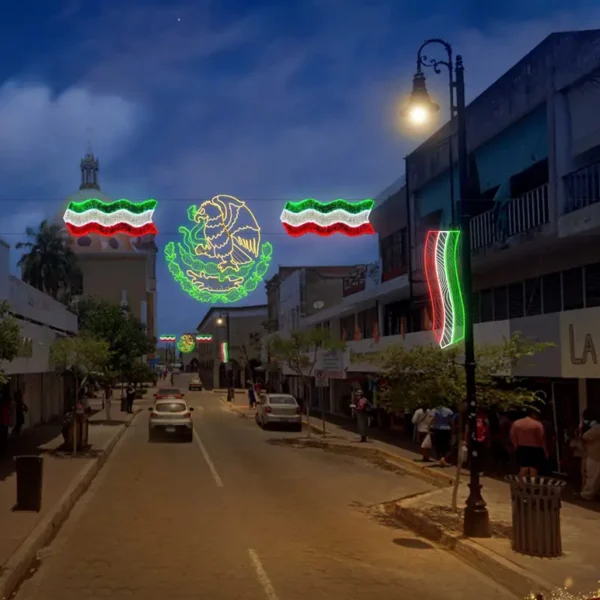 Figura LED Pendón Tricolor grande para adornar calles, avenidas y espacios públicos