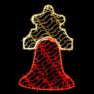 Figura LED Campana Roja hecha de material reciclado bioprint para adornar fiestas patrias mexicanas