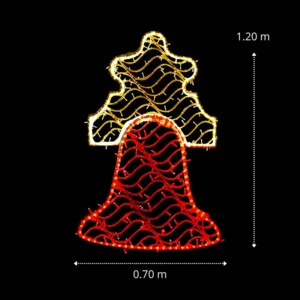 Medidas de la figura LED grande en forma de campana roja de material biodegradable para fiestas patrias
