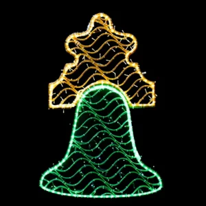 Figura LED Campana Verde de material reciclado bioprint para adornar fiestas patrias mexicanas