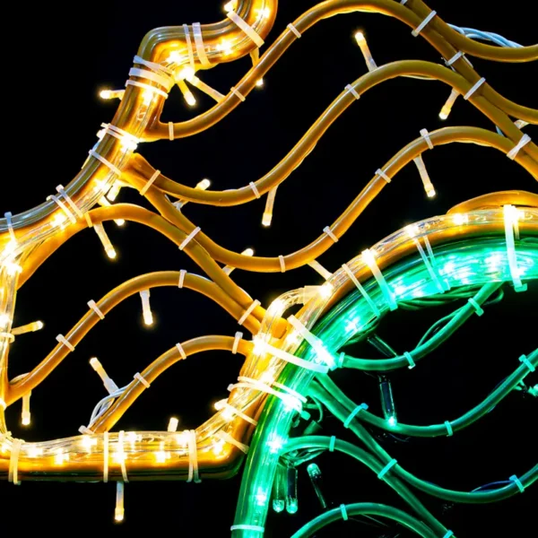 Figura LED de Campana color Verde de material reciclado bioprint para adornar fachadas, parques públicos, zócalos, centros comerciales