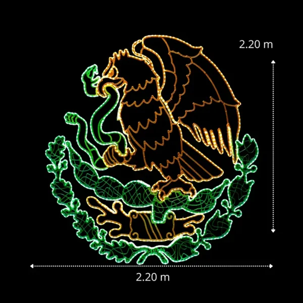 Medidas de la figura LED grande en forma de escudo nacional de material biodegradable para fiestas patrias