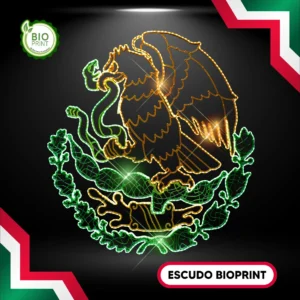 Figura LED Escudo de Fiestas Patrias para adornar fachadas, calles, avenidas, parques públicos, plazas comerciales en el Grito de Independencia de México