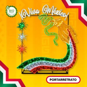 Figura LED Portarretrato con letras Viva México para adornar parques, centros comerciales, zócalos, plazas públicas, jardines