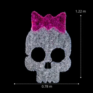 Medidas de la Figura LED gigante decorativa en forma de Calavera Mujer para adornar de día de muertos con manguera LED y festón incluido
