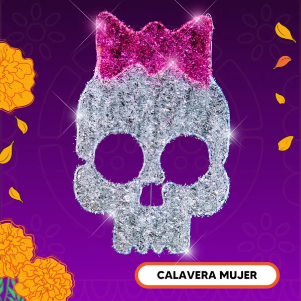 Figura LED Grande decorativa en forma de Calavera mujer para adornar de día de muertos