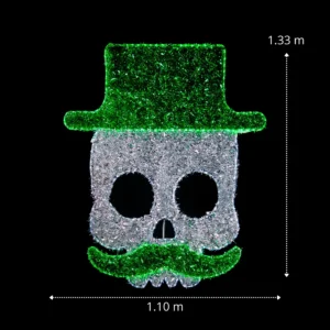 Medidas de la Figura LED Grande en forma de Calavera Hombre para adorno de día de muertos con manguera LED