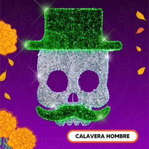 Figura LED Grande en forma de Calavera Hombre para adornar de día de muertos