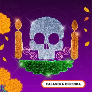 Figura LED decorativa grande en forma de Calavera con ofrenda para adornar día de muertos