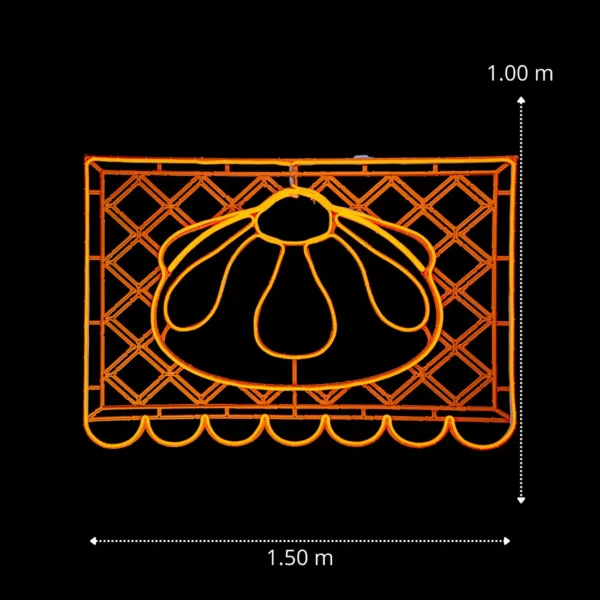 Medidas de la Figura LED Grande en forma de Papel Picado con Hojaldra para adornar día de muertos con manguera LED