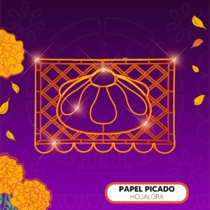 Figura LED Grande en forma de papel picado con una hojaldra para adornar de día de muertos
