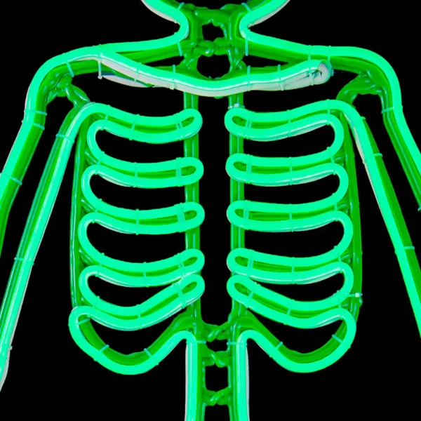 Figura LED gigante para decoración en forma de Esqueleto color verde para adorno de día de muertos ya incluye Manguera LED Neón resistente a intemperie e interiores