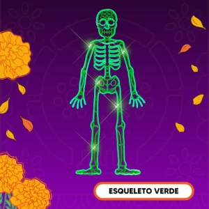 Figura LED decorativa grande en forma de Esqueleto color verde para adorno de día de muertos
