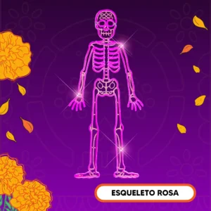 Figura LED decorativa grande en forma de Esqueleto color rosa para adorno de día de muertos