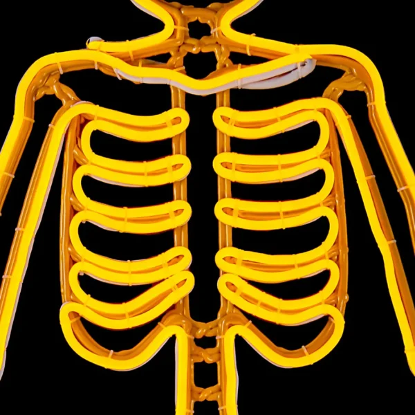 Figura LED gigante para decoración en forma de Esqueleto color naranja para adorno de día de muertos ya incluye Manguera LED Neón resistente a intemperie e interiores