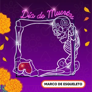 Figura LED decorativa grande en forma de marco de Esqueleto para tomar fotografías familiares en día de muertos