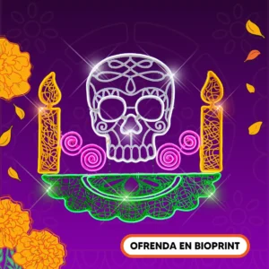 Figura LED decorativa grande en forma de Ofrenda hecha de material biodegradable y reciclable para adornar día de muertos